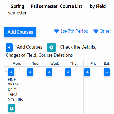 Spring Semester / Fall Semester Tab（SP)